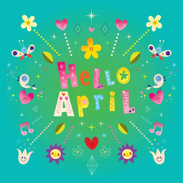 Merhaba Nisan Tebrik Kartı — Stok Vektör