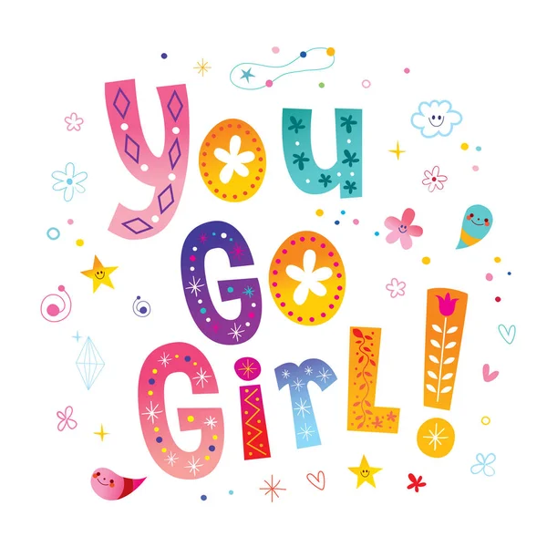 You Girl Motivierendes Schriftzugdesign — Stockvektor