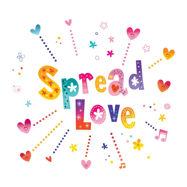 Spread Love Hand Lettering Love Quote — Stock Vector