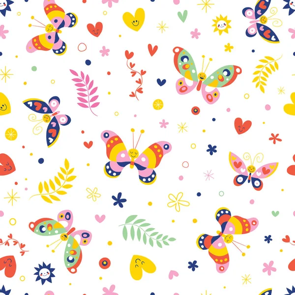 Papillons nature motif sans couture — Image vectorielle