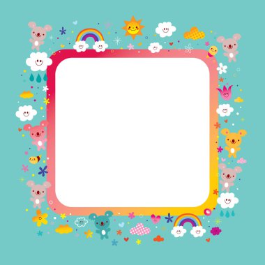 Çocuklar sevimli koala ile çerçevelenmiş