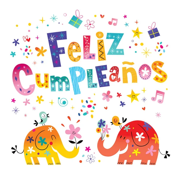 Feliz Cumpleanos Joyeux Anniversaire En Carte De Vœux Espagnole Avec Des Elephants Mignons Mexicaine Oiseau Stock Photo Feliz Cumpleanos Joyeux Anniversaire En Carte De Vœux Espagnole Avec Des Elephants Mignons Mexicaine Oiseau Stock Photo
