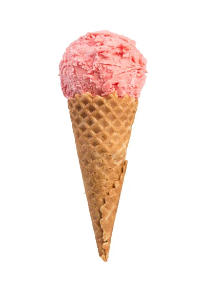 Strawberry ice-cream in cone. — Stock Photo, Image