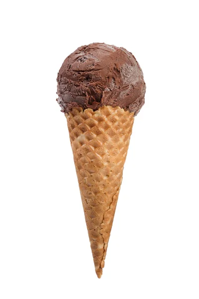 Close up image of chocolate ice cream cone isolated on. Stock Image
