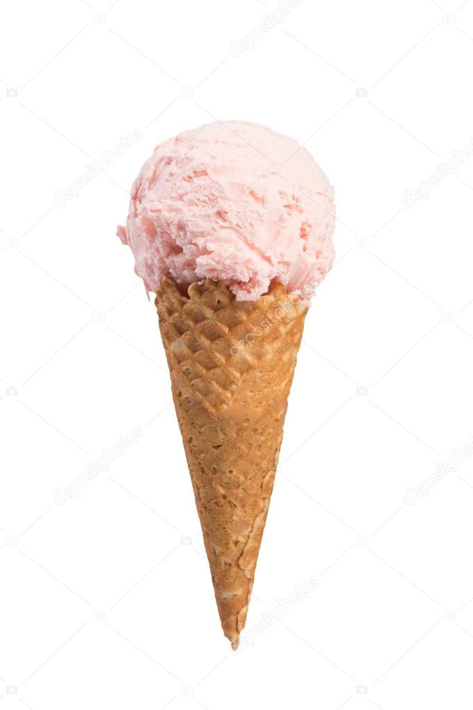 Fruit ice-cream in cone.
