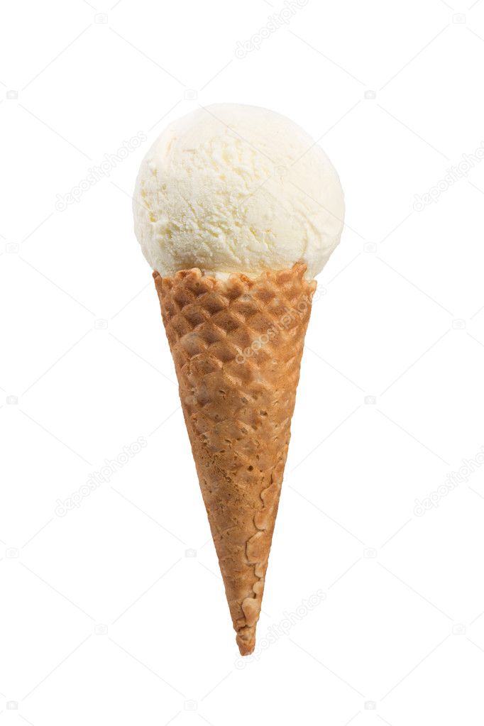 Vanila ice-cream in waffle cone.