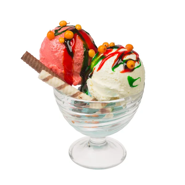 Sundae ice cream of different taste in a glass. — Stock Photo, Image