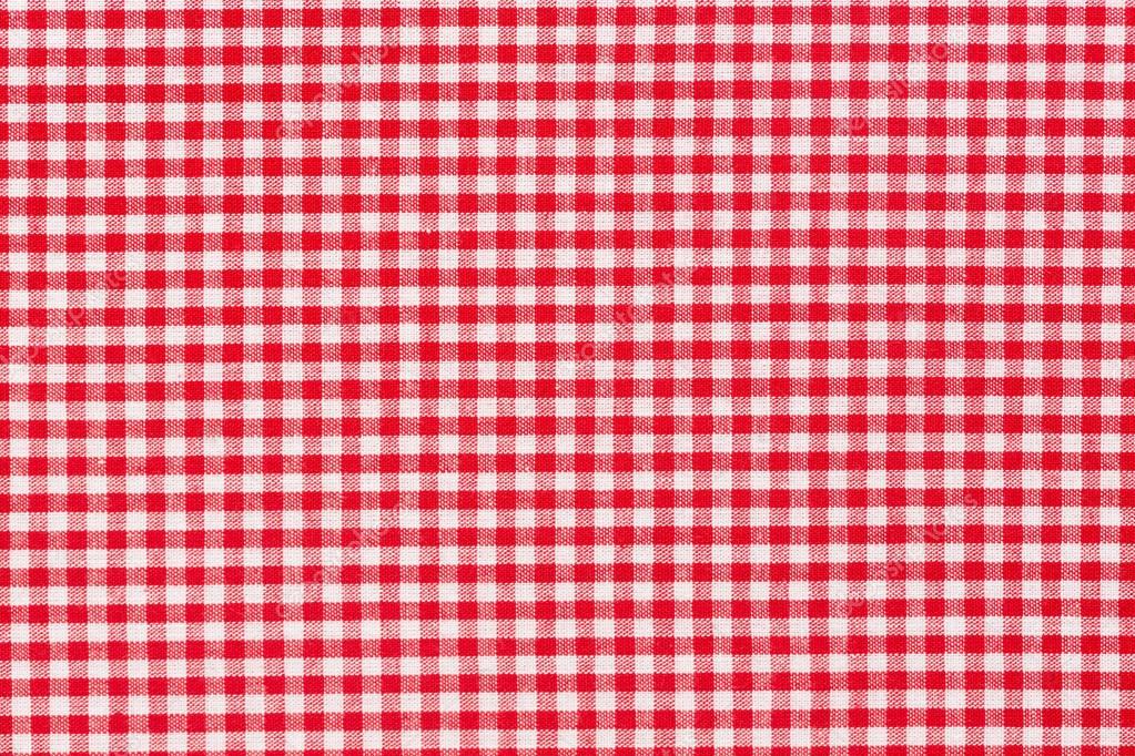Red and white checked tablecloth.