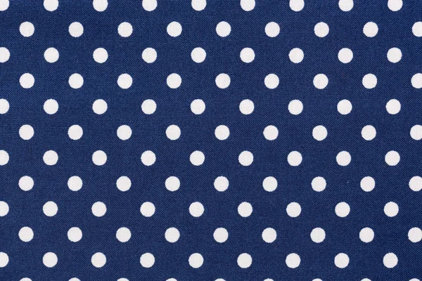 Navy blue white polka dots fabric. — Stock Photo, Image