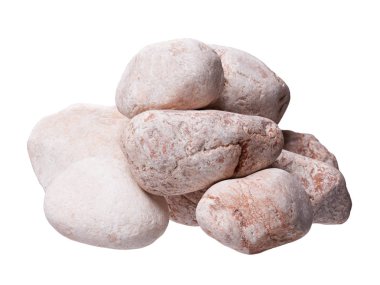 Beyaz arka plan üzerinde pembe taşlar.