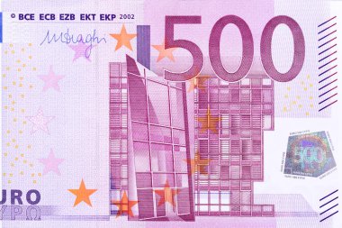 Beş yüz euro Not parçası portre fotoğrafı.