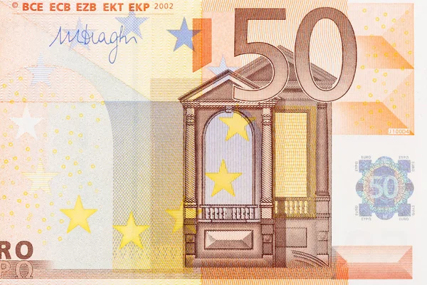Primo piano della parte 50 della banconota in euro . — Foto Stock