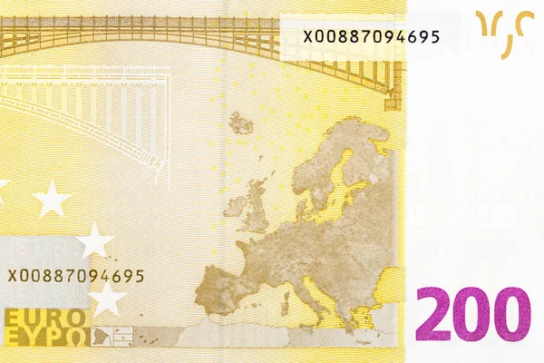 Partie du billet de 200 euros sur macro . — Photo