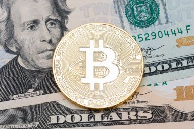 Altın bitcoin para bize dolar.