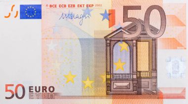 50 euro banknot yakın çekim.