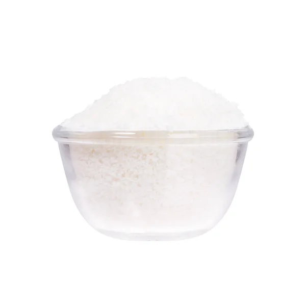 Tengeri só a csészealj fehér háttér. — Stock Fotó