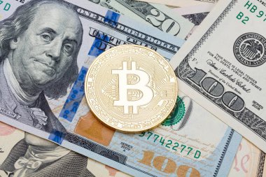 Bize para birimi ile altın bitcoin kaplı. 