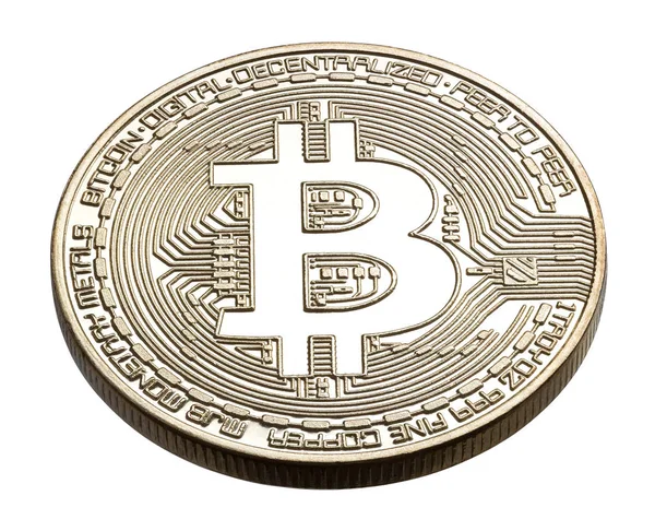 Criptovaluta fisica monete bitcoin colorate . — Foto Stock