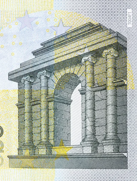 Банкнота макрофрагмента п'ять євро . — стокове фото