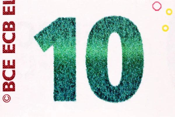10 유로의 매크로 촬영의 테와 번호 10 빌 — 스톡 사진