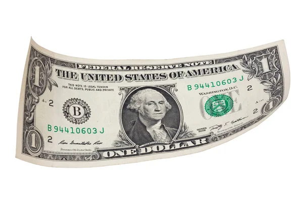 Ένα δολάριο τραπεζογραμματίων σε λευκό φόντο. — Φωτογραφία Αρχείου