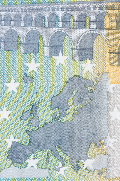 Makró részletek az euro-bankjegy. — Stock Fotó