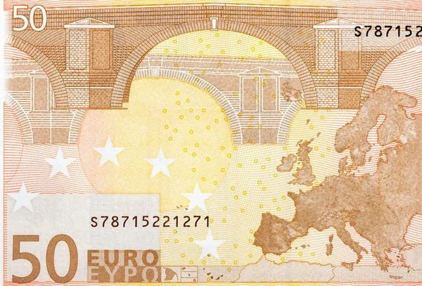 Nahaufnahme Makro-Detail der Fünfzig-Euro-Banknote. — Stockfoto