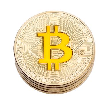 Beyaz zemin üzerine altın cruptocurrency sarı bitcoin.