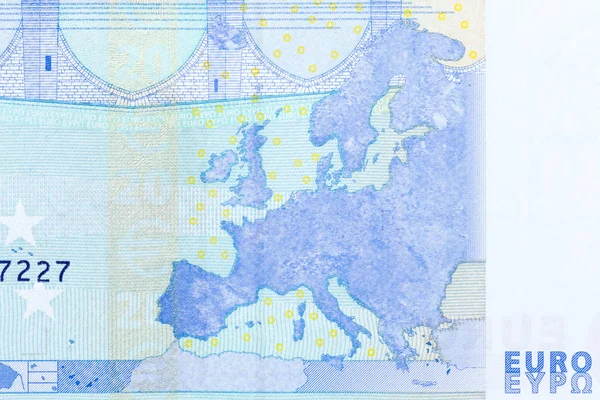 Close up view from 20 euro bill, macro shot from 20 euro bill. — Stock Photo, Image