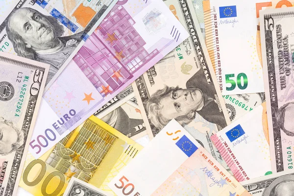 Antecedentes obtenidos a partir de billetes en euros y dólares . — Foto de Stock
