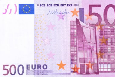 Beş yüz euro banknot makro atış fotoğrafı.