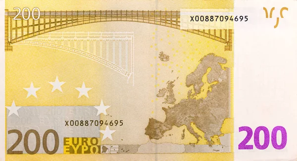 Back side of euro banknote, two hundred. — Stock Photo, Image