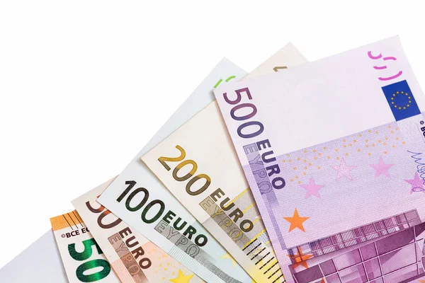 Euros situados sobre fondo blanco . — Foto de Stock