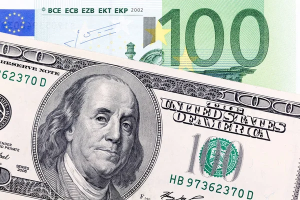 Honderd dollar bill honderd euro Bill. — Stockfoto