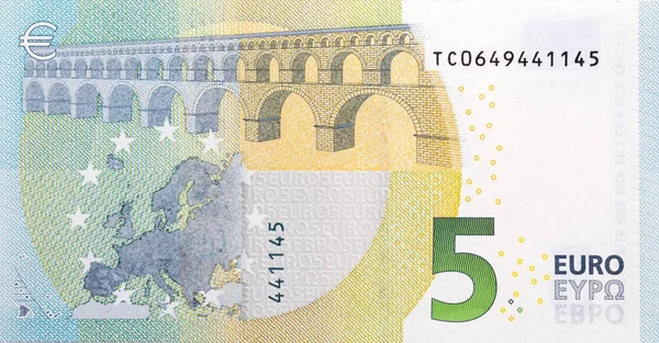 Five euro banknote, back side. — Stock Photo, Image