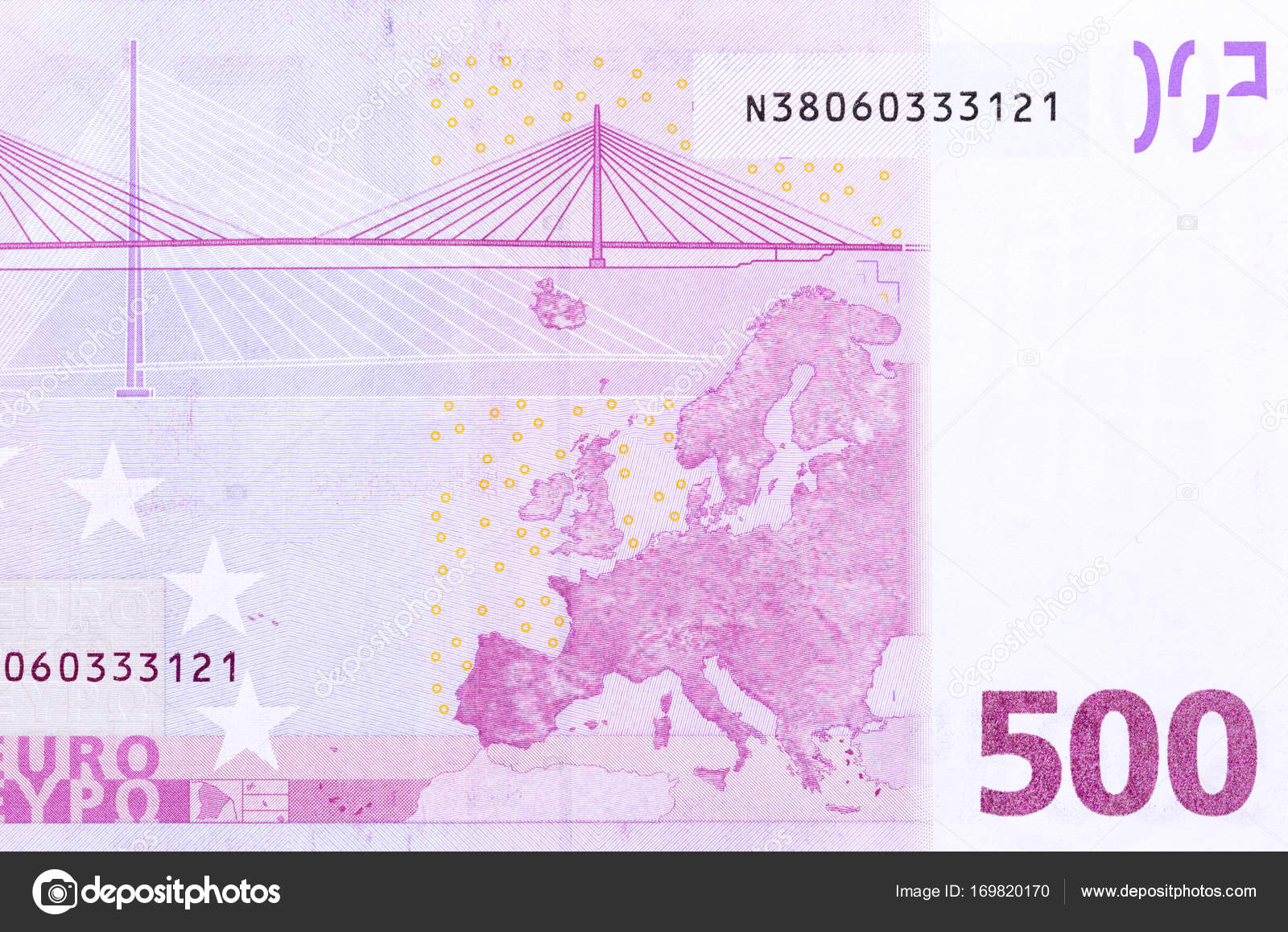 Billet De 500 Euros A Imprimer Recto Verso Back side of 500 euro - macro fragment banknote. — Stock Photo