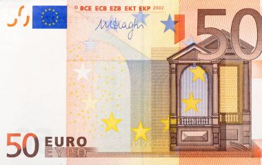 50 euro - makro parçası banknot.
