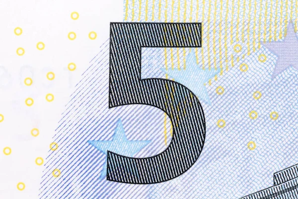 Fünf-Euro-Schein in Makroaufnahme. — Stockfoto