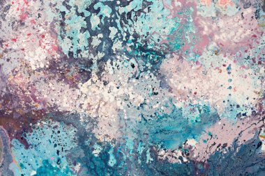 Yakın çekim ile fırça strok tuval üzerine akrilik resim parçası