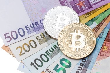 bitcoins para faturaları arka plan üzerinde.