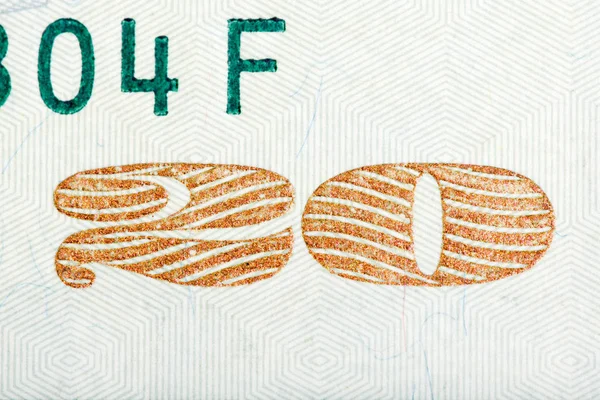 Macro shot of the 20 U.S. dollars. Dinheiro americano em macro . — Fotografia de Stock