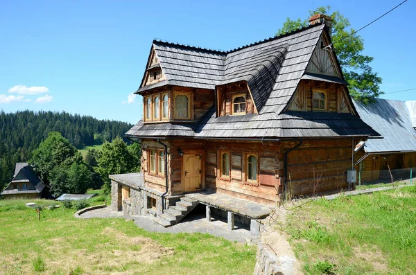 Starý Dřevěný Bytový Dům Pohoří Tatry Polsko — Stock fotografie