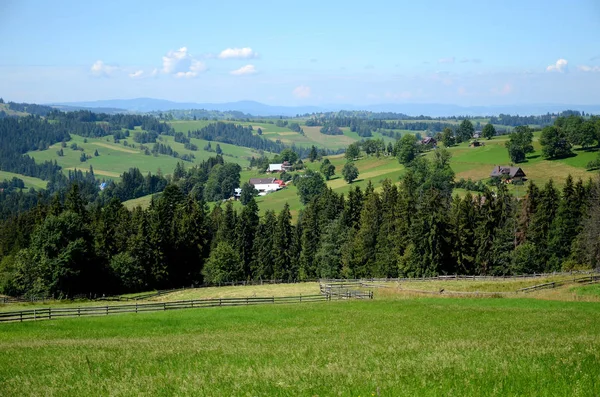 Paysage Podhaléen Avec Vue Sur Les Montagnes Tatra Pologne — Photo