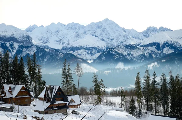 ザコパネ グロドフカ タトラ山脈 冬の景色 ロイヤリティフリーのストック画像