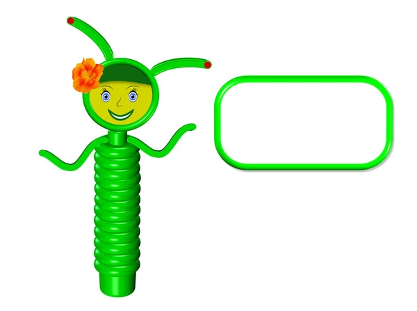 Illustration Cute Cartoon Standing Caterpillar Smile Face Frame Text — Stock Photo, Image