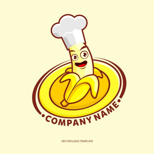 Σχεδιασμός λογότυπου μπανάνα με καπέλο του σεφ — Διανυσματικό Αρχείο