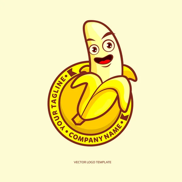 Дизайн бананового логотипа с шляпой шеф-повара — стоковый вектор