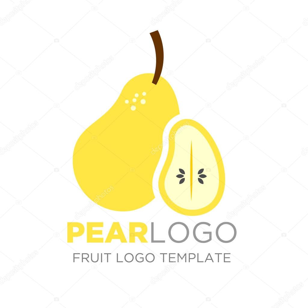 Pear logo Vector Design. Fruit logo template you can use for product, Restaurant and food logo. Vector Illustration.