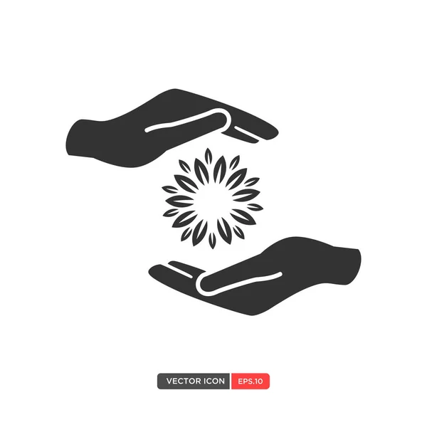 Ikon a kezét virág — Stock Vector