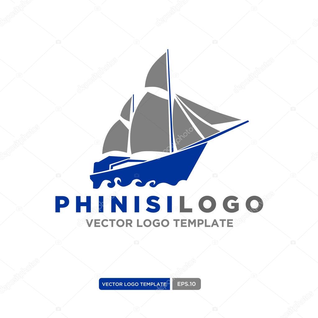 Phinisi logo illustration. Sailboat logo Template. Vector Illustration